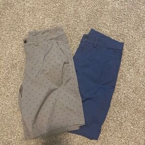Lot of 2 Lululemon The Works Shorts 34 gray blue printed performance golf active